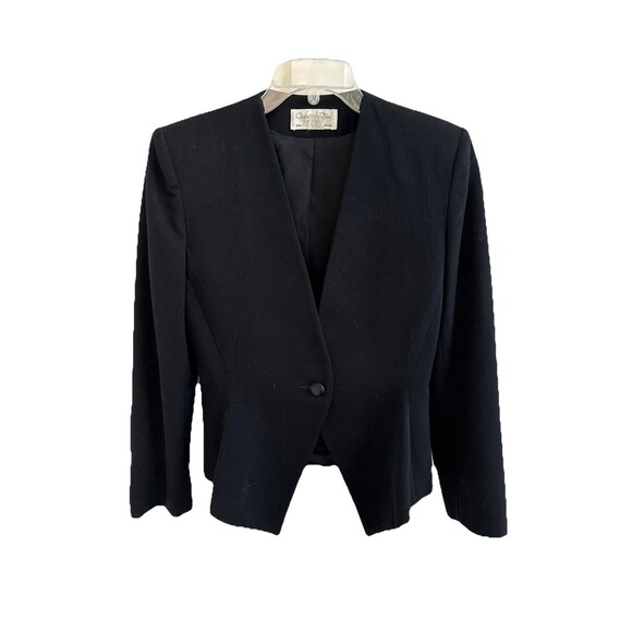 Dior Jackets & Blazers - VTG CHRISTIAN DIOR Black Jacket Wool Sculptural Blazer Suit pencil Skirt Sz 8 S